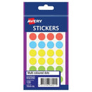 Avery Dot Stickers Permanent 932292 16mm Round Assorted Colours Pack 120