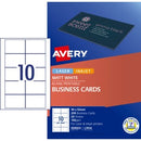 Avery Business Cards Laser Inkjet Printer 959025 / L7414 90 x 52mm 150 g/m2 Matt White Pack 200