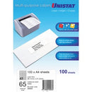 Unistat Multi-Purpose Labels Laser Inkjet 38965 38.1 x 21.2mm 65 Per Sheet Pack 6500
