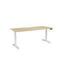 Haven Electric Single Sided Desk 1800x800 Atlantic Oak Top Scallop White Frame