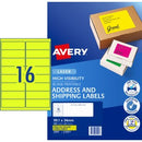 Avery Shipping Labels Laser High Vis 35942 / L7162FY 99.1 x 34mm 16 PerSheet Fluoro Yellow Pack 400