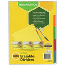 Marbig Dividers Manilla Erasable Coloured 5 Tab A4 Coloured