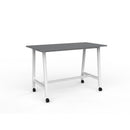 Cubit Bar Leaner With Castors 1600dx800w Silver Top/white Frame