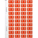Filecorp ColourFind Lateral File Labels Alpha Letter T 25 x 42mm Orange Sheet 40