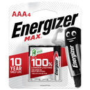 Energizer Max AAA Battery Alkaline Pack 4
