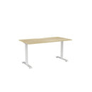 Haven Fixed Single Sided Desk 1500x800 Atlantic Oak Top Scallop WhiteFrame