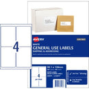 Avery General Use Labels 938206 / L7169GU 99.1 x 139mm 4 Per Sheet WhitePack 400