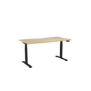 Haven Electric Single Sided Desk 1500x800 Atlantic Oak Top Scallop Black Frame