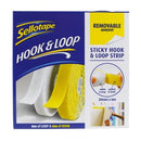 Sellotape Sticky Hook & Loop Strip Removeable 20mm x 6m