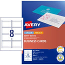 Avery Business Cards Printable Double Sided 260gsm 85 x 54mm White Matt Pack 200