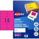 Avery Shipping Labels Laser High Vis 35957 L7163FP 99.1 x 38.1mm 14 PerSheet Fluoro Pink Pack 350