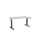 Haven Electric Single Sided Desk 1500x800 White Top Scallop Black Frame