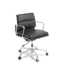 Eames Soft Pad Leather Boardroom Chair Mid Back Black