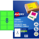 Avery Shipping Labels Laser High Vis 36104 / L7165FG 99.1 x 67.7mm 8 Per Sheet Fluoro Green Pack 200