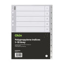 Okin Indices Polypropylene Tabs 1-10 A4 Grey