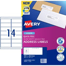 Avery Address Labels Sure Feed Laser Printer 952003 / L7163 99.1 x 38.1mm 14 Per Sheet Pack 280
