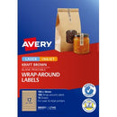 Avery Labels Wrap Around Laser Inkjet 980051 / L7145 190 x 16mm 12 PerSheet Kraft Brown Pack 180