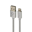 Moki Lightning To USB Syncharge Cable Braided 90cm Silver