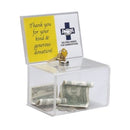Deflecto Coin Box Lockable With Sign Holder A6 Clear