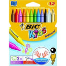 BIC Kids Plastidecor Crayons Pencil Shape Assorted Colours Pack 12