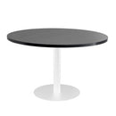 Lunar Table 1200Dia Black Woodgrain Top White Base
