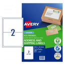 Avery Address Labels Eco Laser Printer 959126 / L7168EV 199.6 x 143.5mm 2 Per Sheet Pack 40