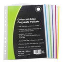 OSC Copysafe Sheet Protector Pockets Coloured Edge A4 Assorted Colours Pack 100