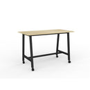 Cubit Bar Leaner With Castors 1600dx800w Atlantic Oak Top/black Frame