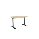 Haven Fixed Single Sided Desk 1200x700 Atlantic Oak Top Scallop BlackFrame