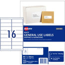 Avery General Use Labels 938202 / L7162GU 99.1 x 34mm 16 Per Sheet WhitePack 1600