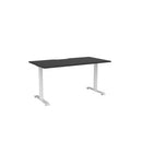 Haven Fixed Single Sided Desk 1500x800 Black Top Scallop White Frame