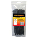 Powerforce Cable Tie Black 200mm x 7.6mm Nylon Uv 100pk