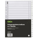 Okin Indices Polypropylene Tabs A-Z A4 White