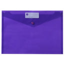 Marbig Document Wallet Polypropylene Button Closure A4 Purple Pack 10