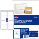 Avery General Use Labels 938207 / L7165GU 99.1 x 67.7mm 8 Per Sheet White Pack 800