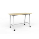 Cubit Bar Leaner With Castors 1600dx800w Atlantic Oak Top/white Frame