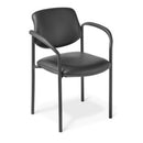 Pause 4 Leg Stacker Chair Black Vinyl with Arms