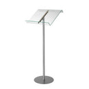 Manhattan Floor Stand Lectern Acrylic Glass Effect Display Silver