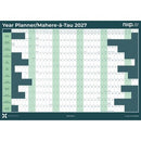 NXP 2027 Wall Planner Double Sided Unlaminated A3 Deep Teal