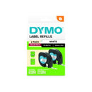 Dymo LetraTag Labelling Tape Plastic 12mm x 4m Black On White Pack 2