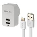 Moki Lightning Syncharge Cable + Wall Charger MFi Licensed