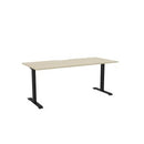 Haven Fixed Single Sided Desk 1800x800 Nordic Maple Top Scallop BlackFrame