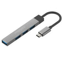 Promate 4-in-1 Ultra-slim Multi Port Hub with USB-C & USB-A Adapter -Grey