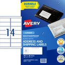 Avery Address Labels Weatherproof Laser Printer 959413 / L7073 99.1 x38.1mm 14 Per Sheet Pack 140