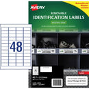 Avery Heavy Duty Labels Removable Laser 959205 47.5 x 21.2mm 48 Per Sheet Pack 960
