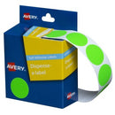 Avery Dot Stickers Dispenser 937297 24mm Round Fluoro Green Pack 350