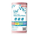 Livi Essentials Colour Coded Heavy Duty Wipes 90 Sheets per roll Red Carton 4