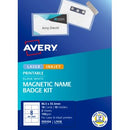 Avery Name Magnetic Badge Kit 959104 / L7418 86.5 x 55.5mm White Pack10