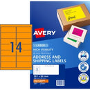 Avery Shipping Labels Laser High Vis 35977 L7163FO 99.1 x 38.1mm 14 PerSheet Fluoro Orange Pack 350