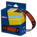 Avery Pre-Printed Dispenser Labels 'Urgent' 937251 64 x 19mm Black & Orange Pack 125